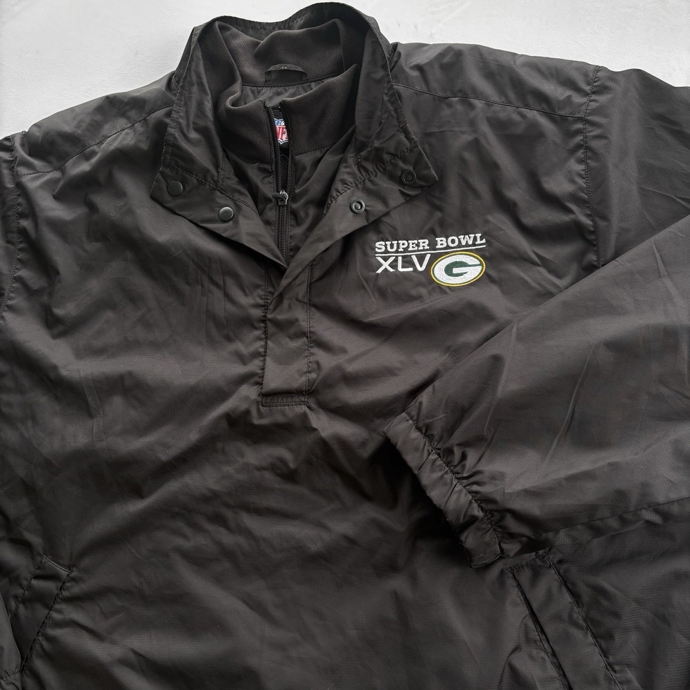 Green Bay Packers Super Bowl XLV NFL Pullover‎ Jacket Black Men's XXL